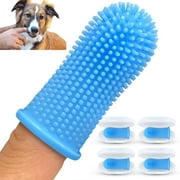 Yorcoten Dog Toothbrush, 360º Finger Toothbrush Kit, Ergonomic Design, Full Surround Bristles for Easy Teeth Cleaning, Dental Care for Puppies, Cats and Small Pets, Blue 4-Pack